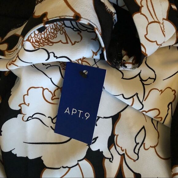 Apt. 9 Black & White Floral Midi Button Dress XXL - Picture 8 of 9